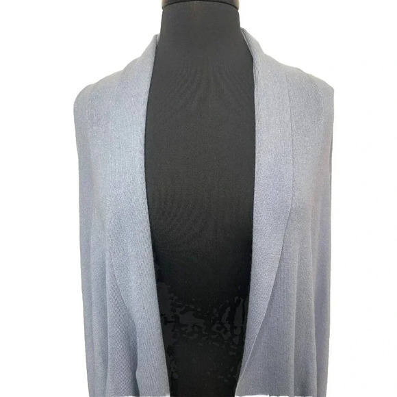 Black Goat Cashmere Long Open Cardigan Size S Dusty Blue Lightweight 2223 - Picture 2 of 8